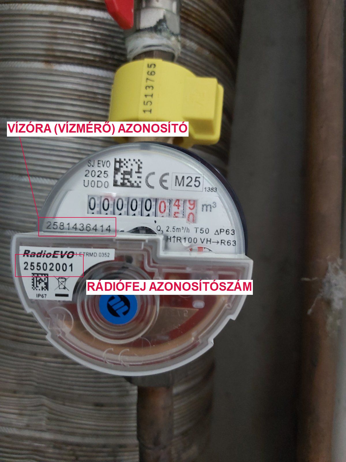 Rádiófejes vízmérő azonosítószámai